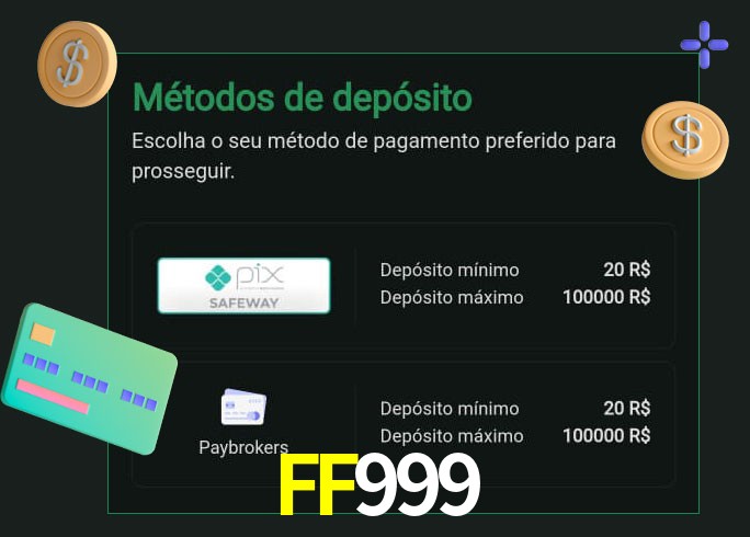 O cassino FF999 oferece uma grande variedade de métodos de pagamento